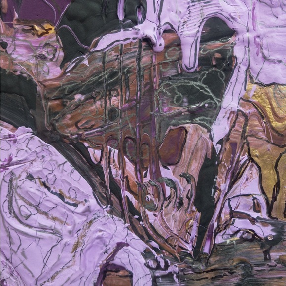 Misery, medium size, textured, with gold color, purple, sad, depressed painting. - Picture 11 of 11